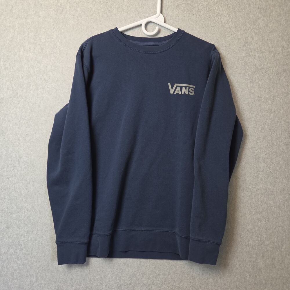 VANS Navy Blue LS Stretch Logo Crew Midweight Fleece Sweatshirt Men's Medium